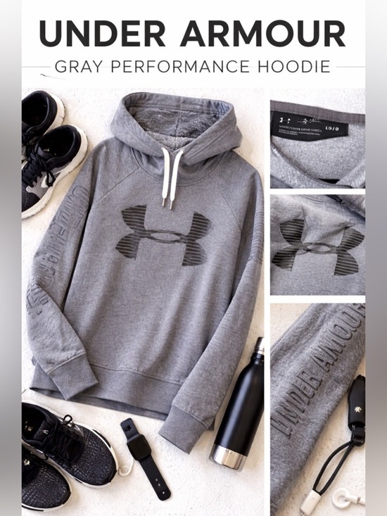 Under Armour Tops - Under Armour Women’s Gray Hoodie Large Athletic Pullover Logo Sweatshirt